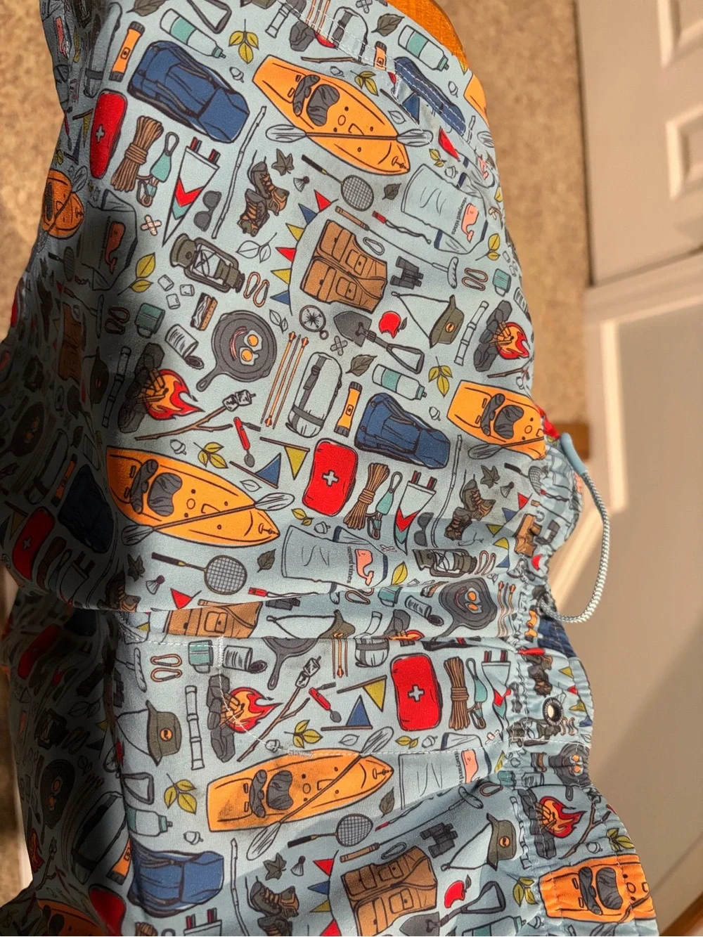 Vineyard Vines Kids One-Piece Swimsuit in Light Blue with Multicolor Camp Print